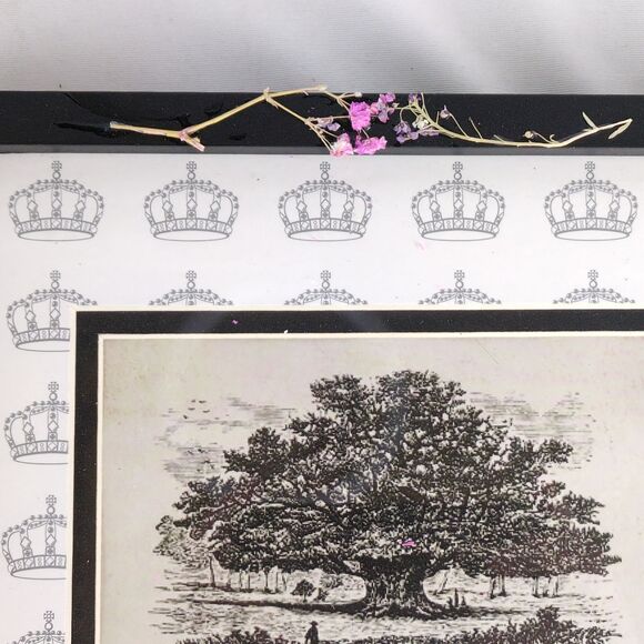 10x8" Black Framed Tree Etching Print, Crown Matte, Dried Flowers Academia Decor - Picture 3 of 5